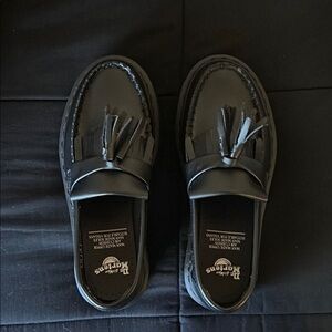 New Dr. Martens Black Platform Tassel Loafers